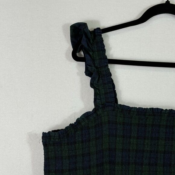 NEW Plus Size J.Crew Green Tartan Plaid Smocked Tiered Poplin Midi Dress Size 3X - Picture 7 of 11